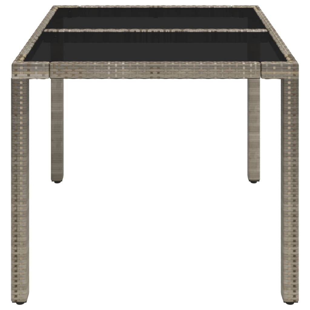 vidaXL Gartentisch mit Glasplatte Grau 90x90x75 cm Poly Rattan