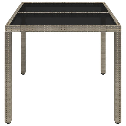 vidaXL Gartentisch mit Glasplatte Grau 90x90x75 cm Poly Rattan
