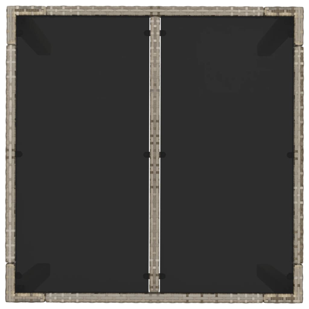 vidaXL Gartentisch mit Glasplatte Grau 90x90x75 cm Poly Rattan