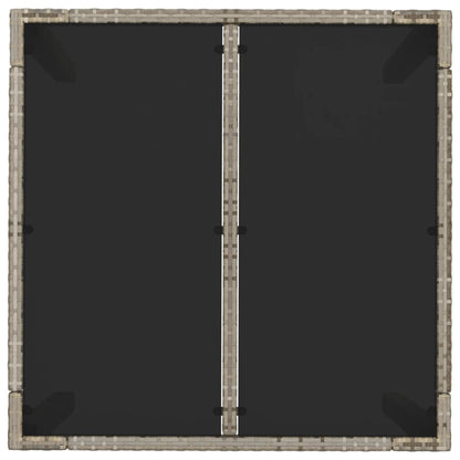 vidaXL Gartentisch mit Glasplatte Grau 90x90x75 cm Poly Rattan