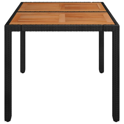 vidaXL Gartentisch mit Holzplatte Schwarz 90x90x75 cm Poly Rattan