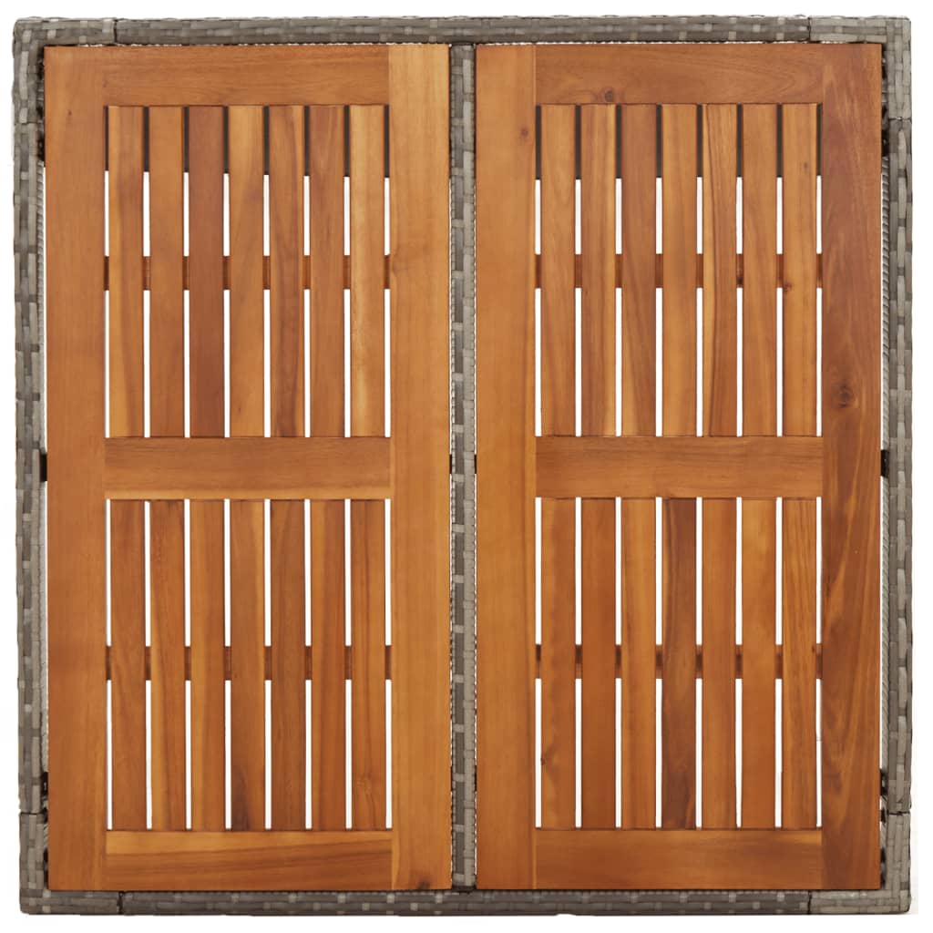 vidaXL Gartentisch mit Holzplatte Grau 90x90x75 cm Poly Rattan