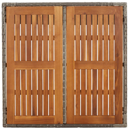 vidaXL Gartentisch mit Holzplatte Grau 90x90x75 cm Poly Rattan