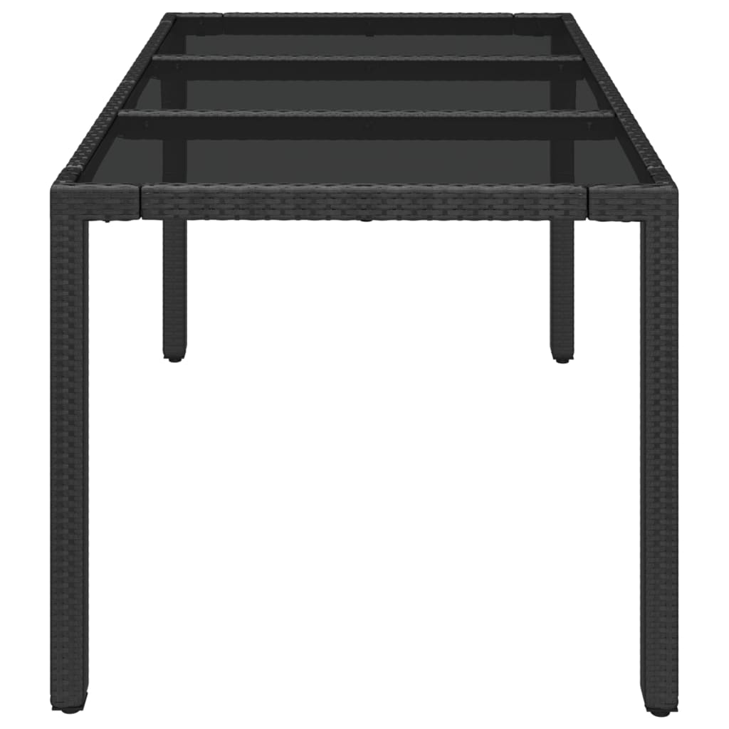 vidaXL Gartentisch mit Glasplatte Schwarz 150x90x75 cm Poly Rattan