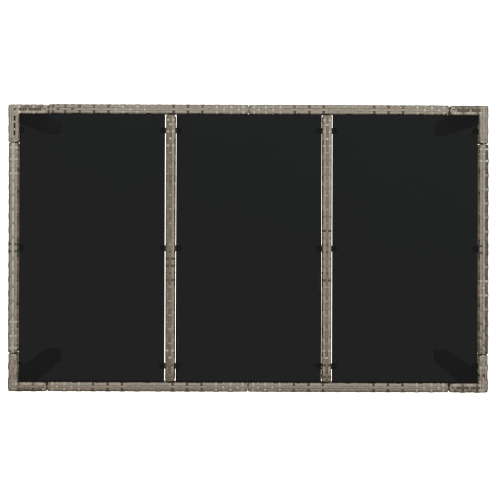 vidaXL Gartentisch mit Glasplatte Grau 150x90x75 cm Poly Rattan