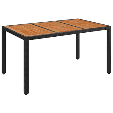 vidaXL Gartentisch mit Holzplatte Schwarz 150x90x75 cm Poly Rattan
