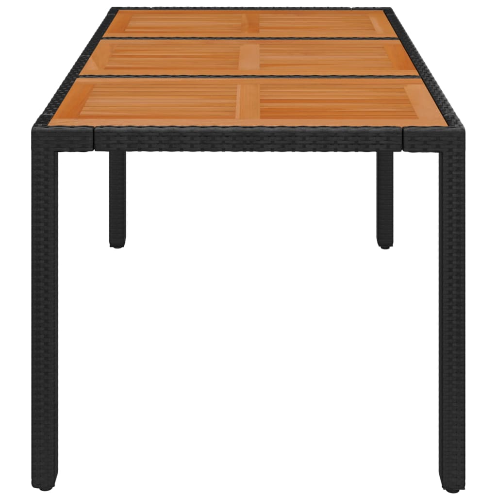 vidaXL Gartentisch mit Holzplatte Schwarz 150x90x75 cm Poly Rattan