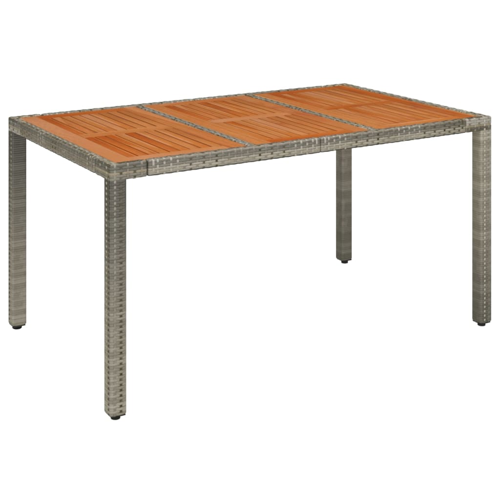 vidaXL Gartentisch mit Holzplatte Grau 150x90x75 cm Poly Rattan