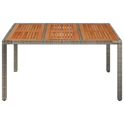 vidaXL Gartentisch mit Holzplatte Grau 150x90x75 cm Poly Rattan