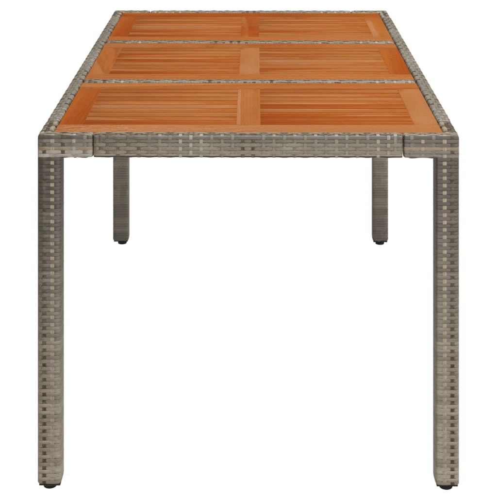 vidaXL Gartentisch mit Holzplatte Grau 150x90x75 cm Poly Rattan