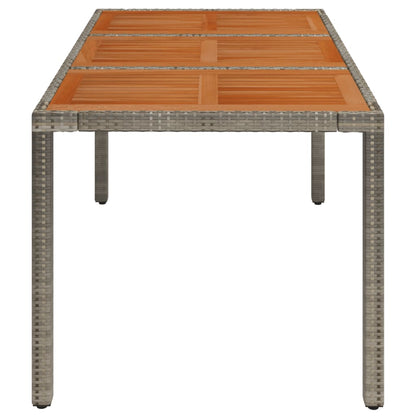 vidaXL Gartentisch mit Holzplatte Grau 150x90x75 cm Poly Rattan