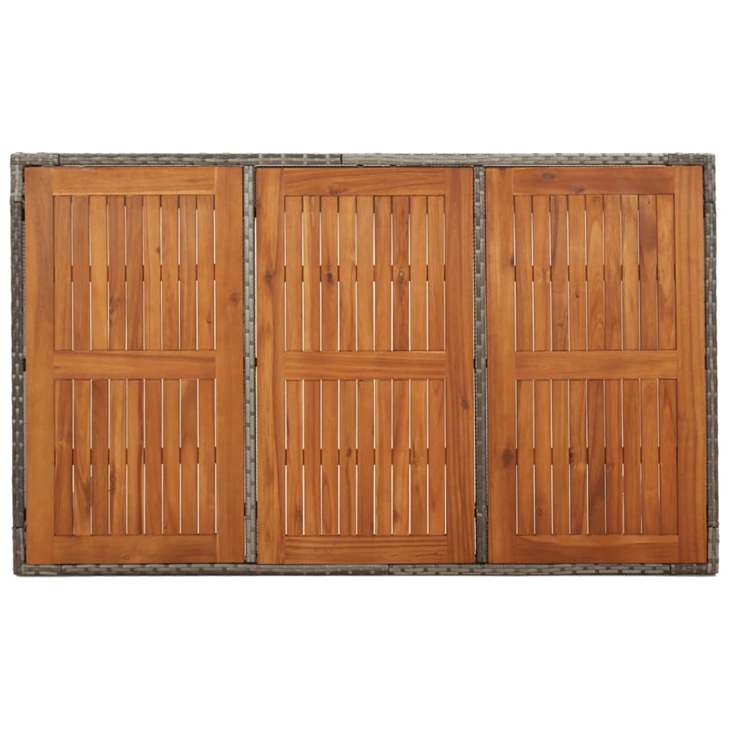 vidaXL Gartentisch mit Holzplatte Grau 150x90x75 cm Poly Rattan