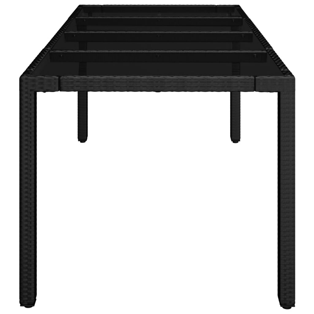 vidaXL Gartentisch mit Glasplatte Schwarz 190x90x75 cm Poly Rattan