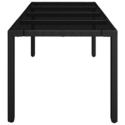 vidaXL Gartentisch mit Glasplatte Schwarz 190x90x75 cm Poly Rattan