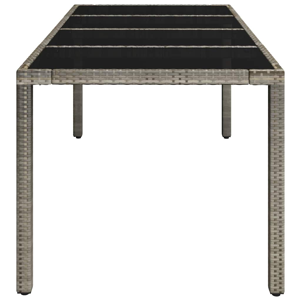 vidaXL Gartentisch mit Glasplatte Grau 190x90x75 cm Poly Rattan
