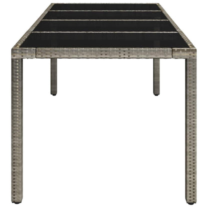 vidaXL Gartentisch mit Glasplatte Grau 190x90x75 cm Poly Rattan
