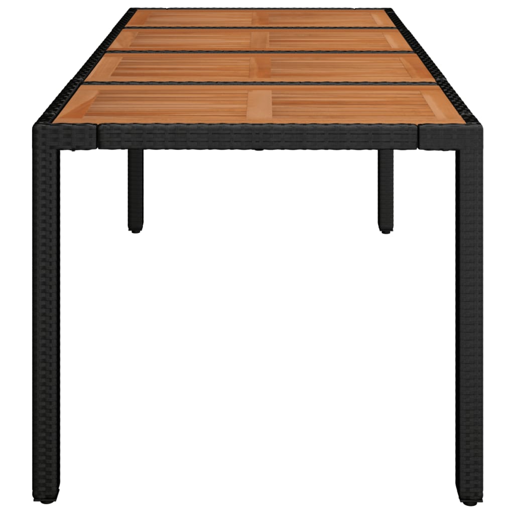 vidaXL Gartentisch mit Holzplatte Schwarz 190x90x75 cm Poly Rattan
