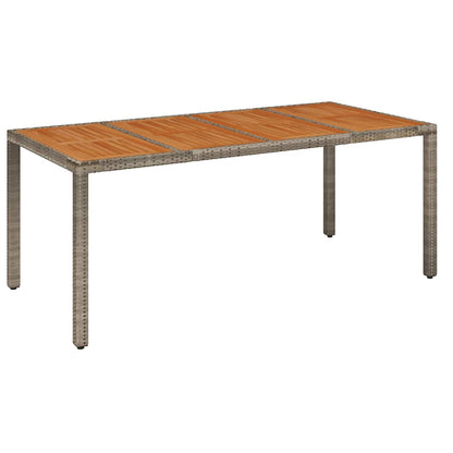 vidaXL Gartentisch mit Holzplatte Grau 190x90x75 cm Poly Rattan