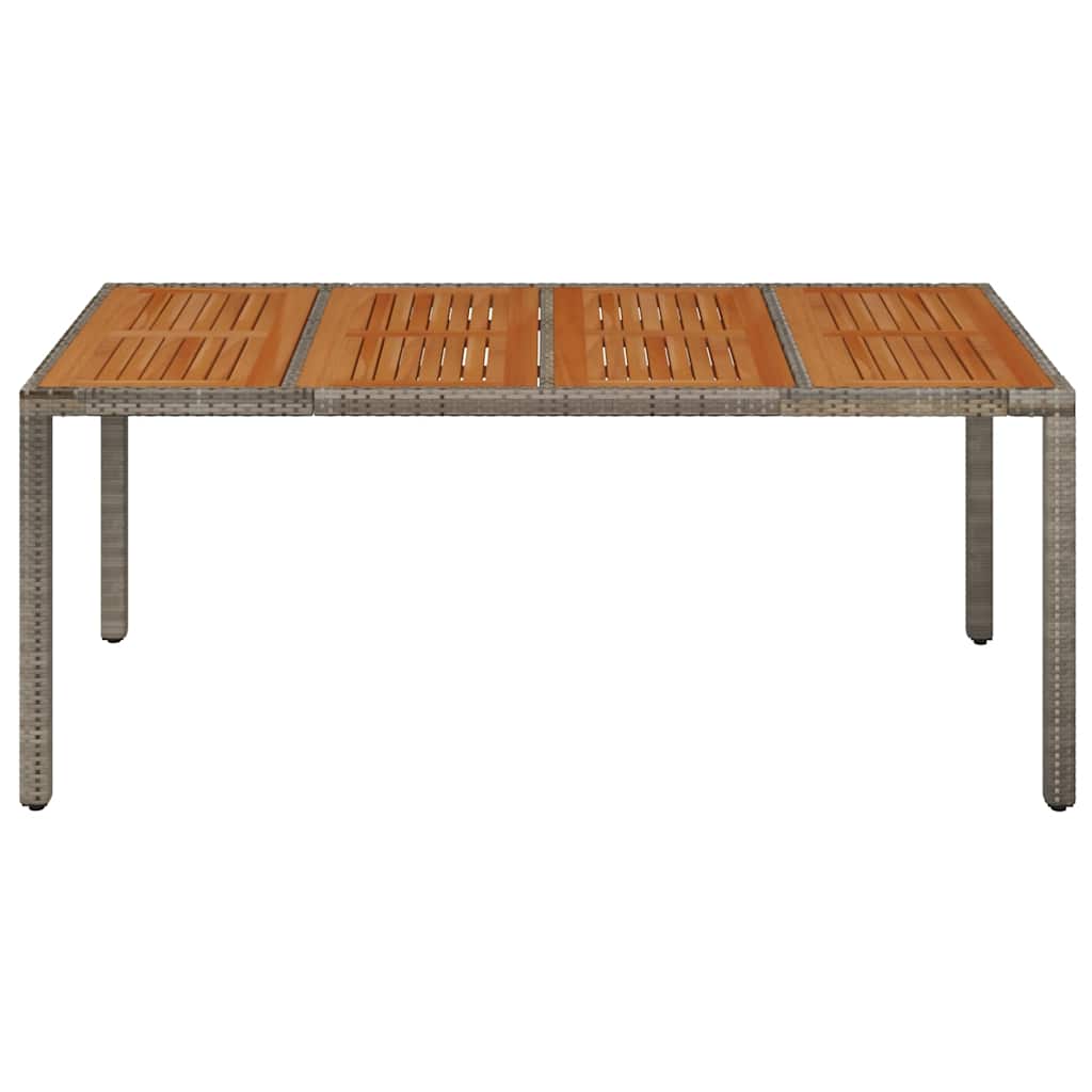 vidaXL Gartentisch mit Holzplatte Grau 190x90x75 cm Poly Rattan