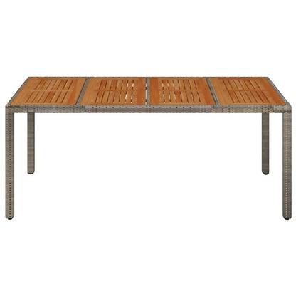 vidaXL Gartentisch mit Holzplatte Grau 190x90x75 cm Poly Rattan