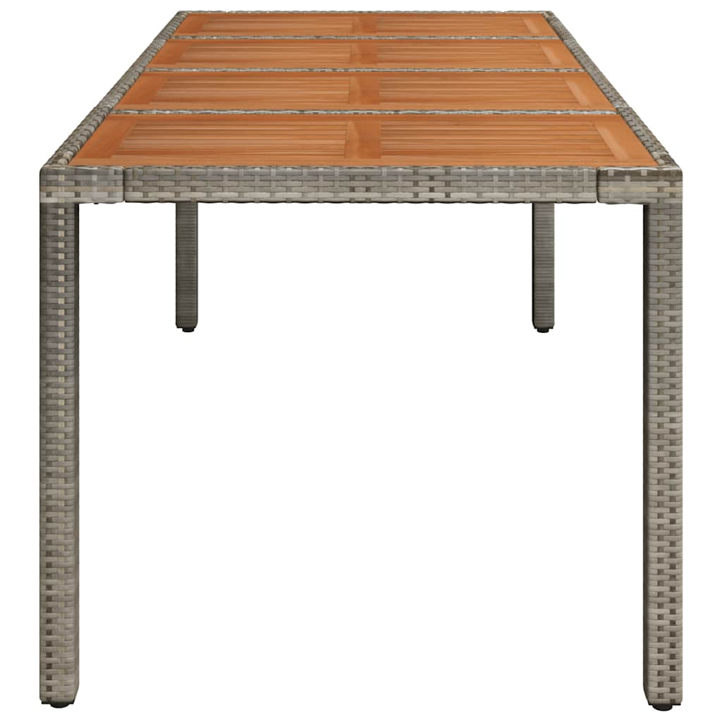 vidaXL Gartentisch mit Holzplatte Grau 190x90x75 cm Poly Rattan