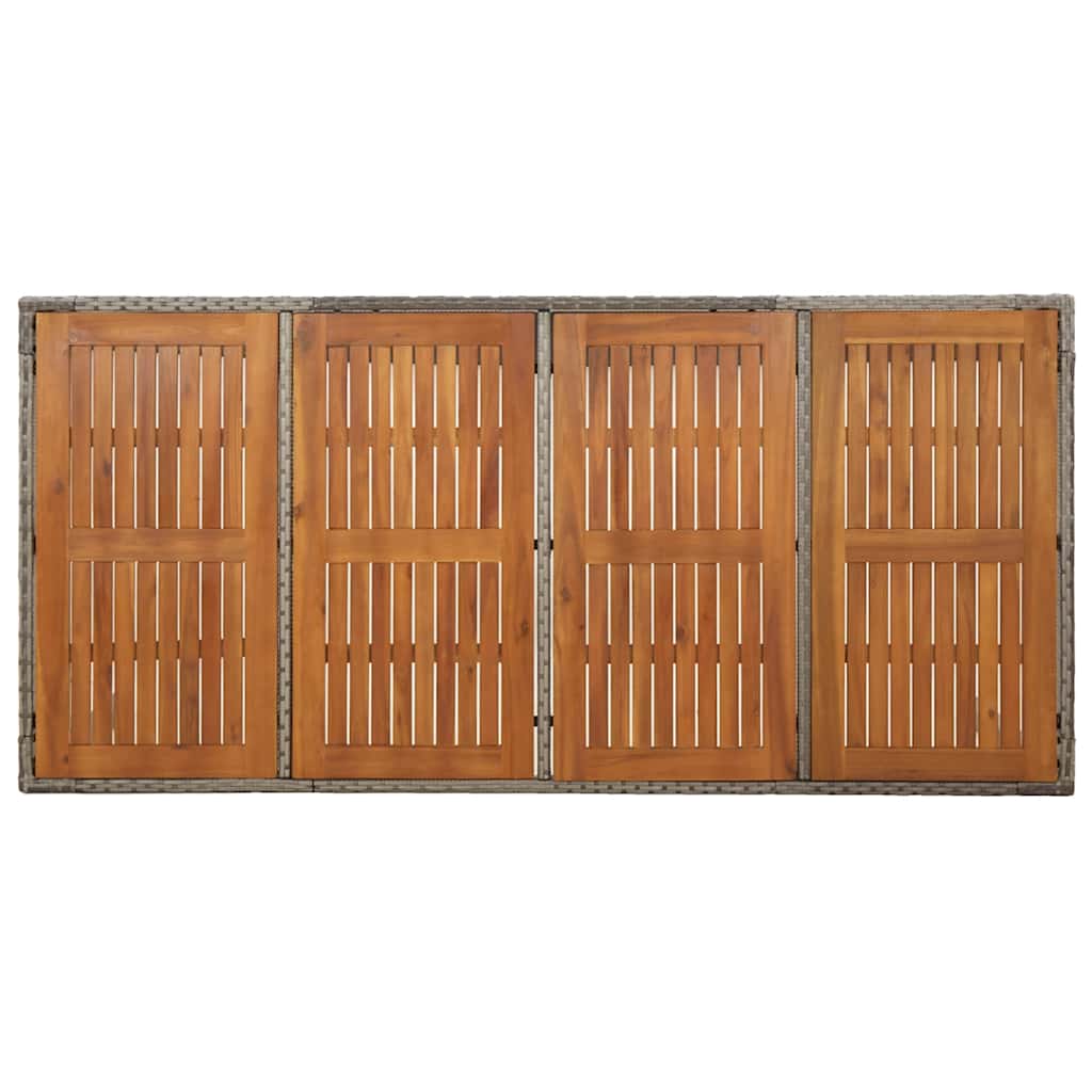 vidaXL Gartentisch mit Holzplatte Grau 190x90x75 cm Poly Rattan