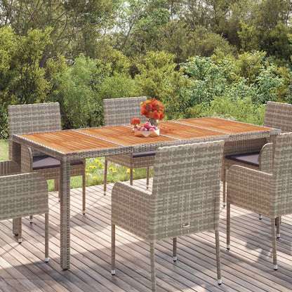 vidaXL Gartentisch mit Holzplatte Grau 190x90x75 cm Poly Rattan