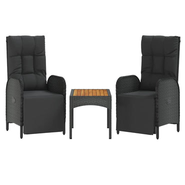 vidaXL Garten-Relaxstühle 2 Stk. mit Tisch Schwarz Poly Rattan