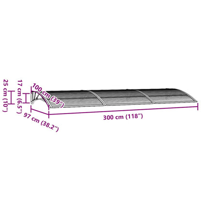 vidaXL Türvordach Grau 300x100 cm Polycarbonat