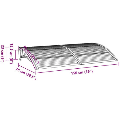 vidaXL Marquise de porte Noir et transparent 300x75 cm Polycarbonate