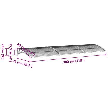 vidaXL Türvordach Grau 300x75 cm Polycarbonat