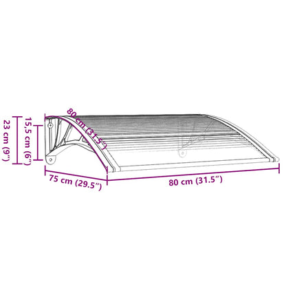 vidaXL Türvordach Schwarz 80x75 cm Polycarbonat