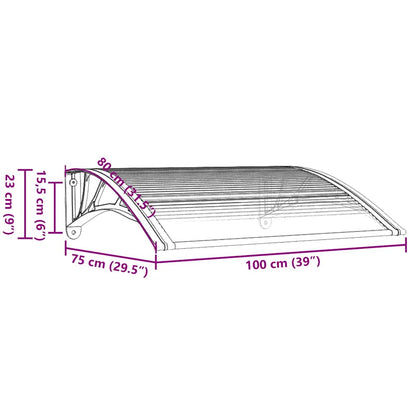 vidaXL Türvordach Schwarz und Transparent 100x75 cm Polycarbonat