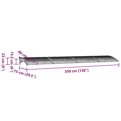 vidaXL Türvordach Grau und Transparent 350x75 cm Polycarbonat