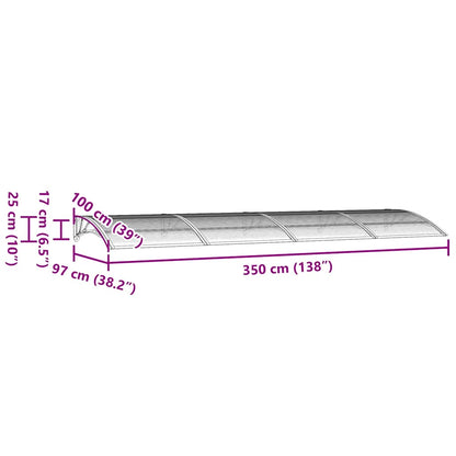vidaXL Marquise de porte noire 350x100 cm en polycarbonate