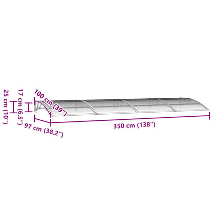 vidaXL Türvordach Schwarz 350 x 100 cm Polycarbonat