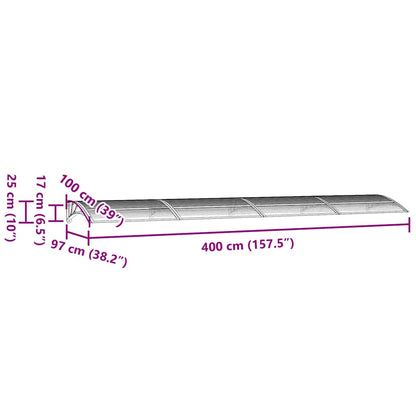vidaXL Türvordach Grau 400 x 100 cm Polycarbonat