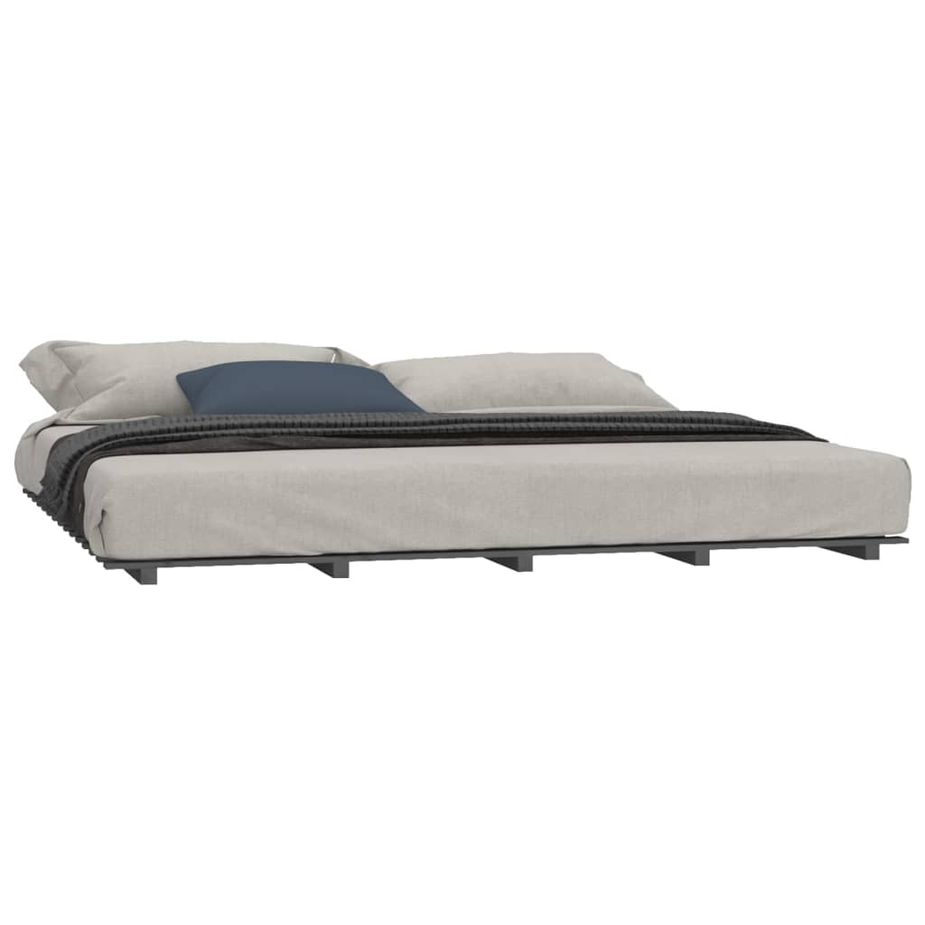vidaXL Lit en bois massif gris 180x200 cm Pin