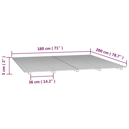 vidaXL Lit en bois massif gris 180x200 cm Pin