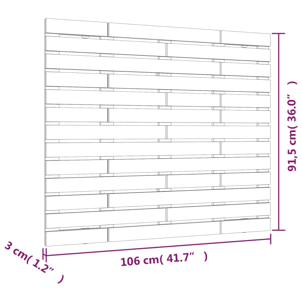 vidaXL Wand-Kopfteil 106x3x91,5 cm Massivholz Kiefer