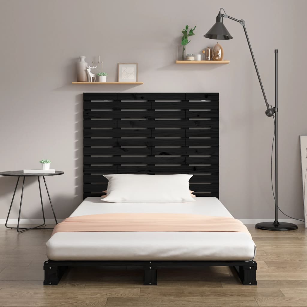 vidaXL Wand-Kopfteil Schwarz 106x3x91,5 cm Massivholz Kiefer