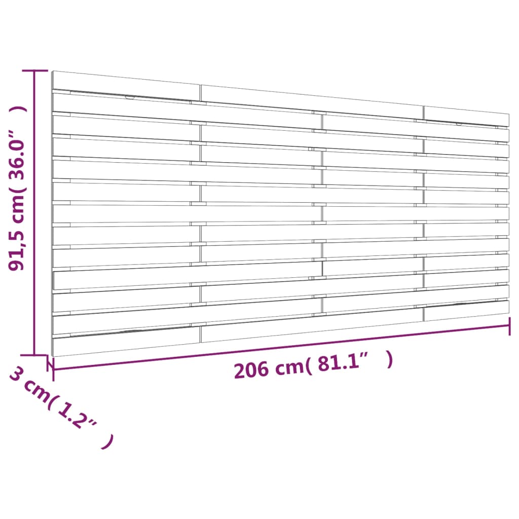 vidaXL Wand-Kopfteil Honigbraun 206x3x91,5 cm Massivholz Kiefer