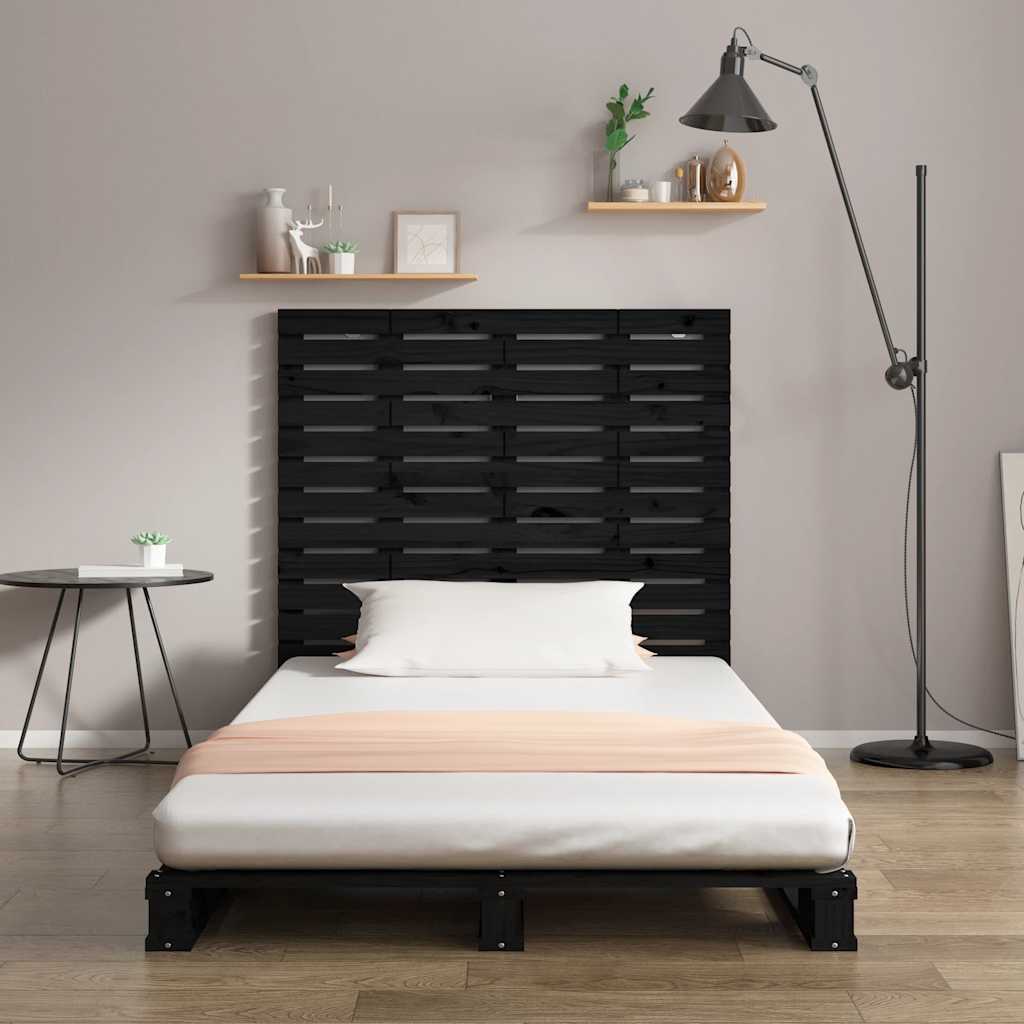 vidaXL Wand-Kopfteil Schwarz 96x3x91,5 cm Massivholz Kiefer