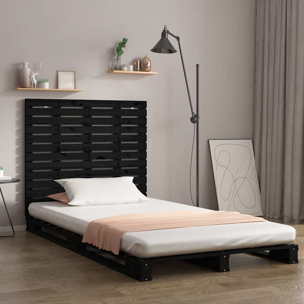 vidaXL Wand-Kopfteil Schwarz 96x3x91,5 cm Massivholz Kiefer