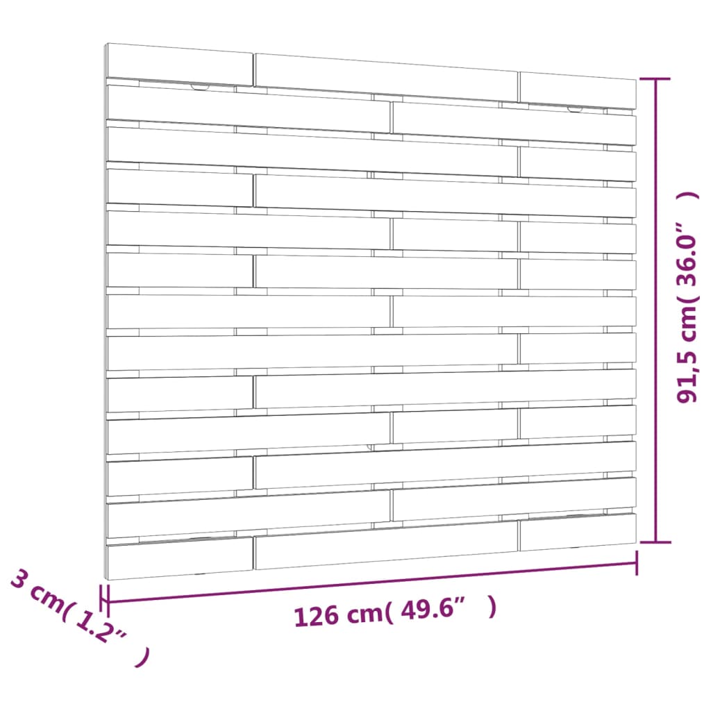 vidaXL Wand-Kopfteil Grau 126x3x91,5 cm Massivholz Kiefer