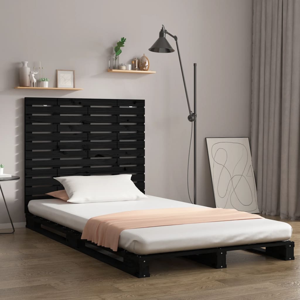 vidaXL Wand-Kopfteil Schwarz 126x3x91,5 cm Massivholz Kiefer