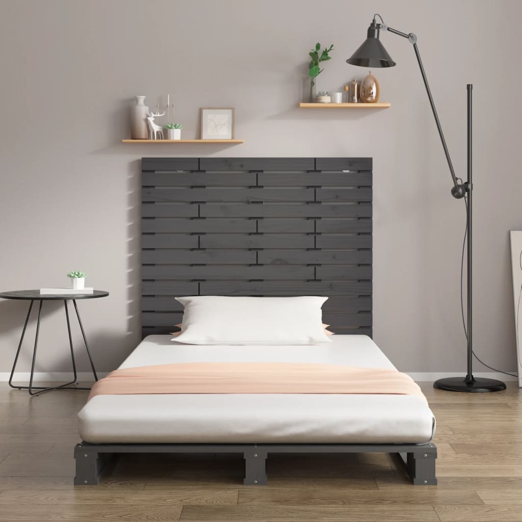vidaXL Wand-Kopfteil Grau 146x3x91,5 cm Massivholz Kiefer
