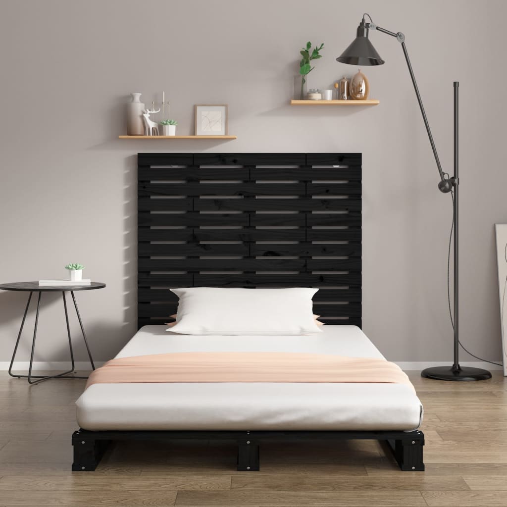 vidaXL Wand-Kopfteil Schwarz 146x3x91,5 cm Massivholz Kiefer