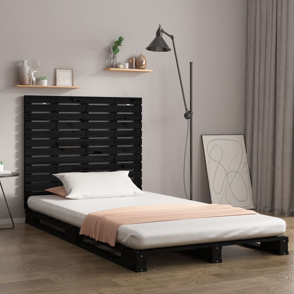 vidaXL Wand-Kopfteil Schwarz 146x3x91,5 cm Massivholz Kiefer