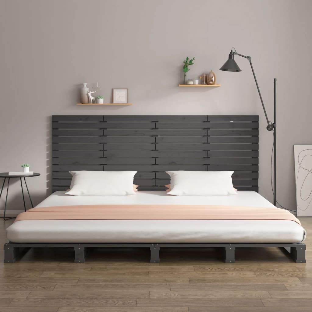 vidaXL Tête de lit murale Gris 166x3x91,5 cm Bois de pin massif